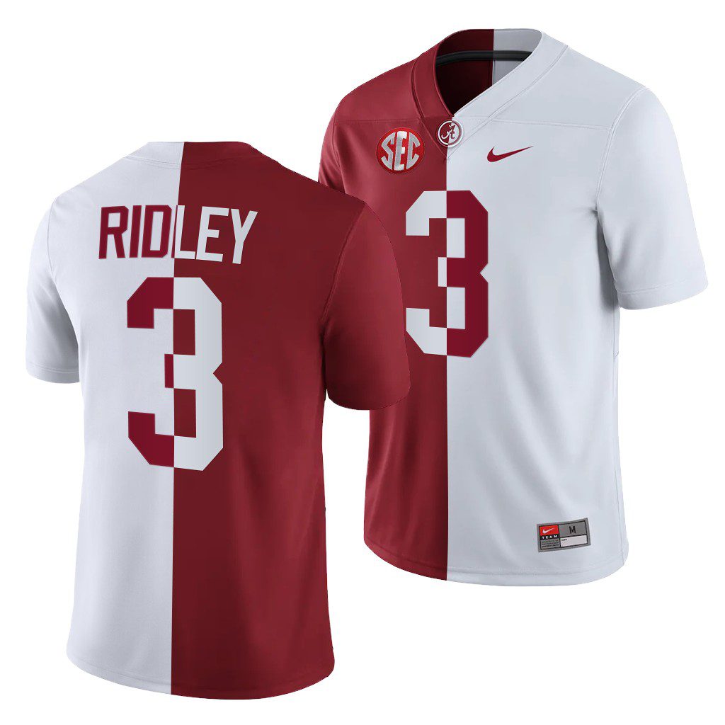 Men's Alabama Crimson Tide Calvin Ridley #3 Crimson Split Edition White NCAA College Football Jersey